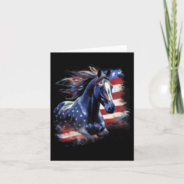 Patriotic Horse American Flagga  Wes Kort (Framsida)