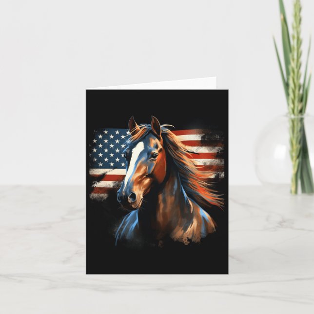 Patriotic Horse American Flagga  Wes Kort (Framsida)