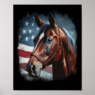 Patriotic Horse American Flagga Wes Poster