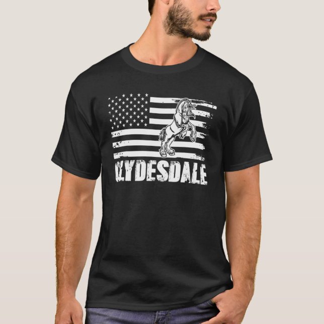Patriotic Horse Equestrian Clydesdale USA T Shirt (Framsida)