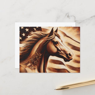 Patriotic Horse Sepia Vykort