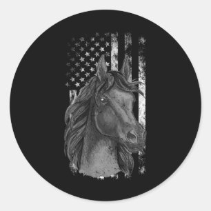 Patriotic Horse Shirt Flagga Horse American Flagga Runt Klistermärke