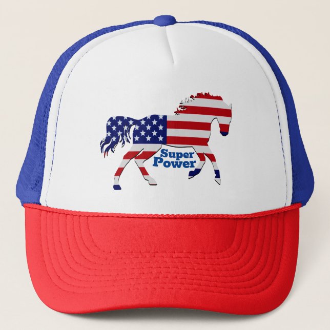 Patriotic Horse Toppen Power-American Flagga Desig Keps (Framsida)