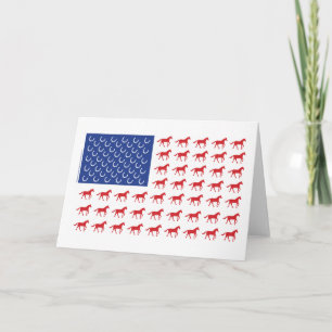 Patriotic Horses American Flagga Kort