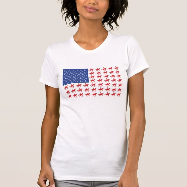 Patriotic Horses American Flagga Tee (Framsida)