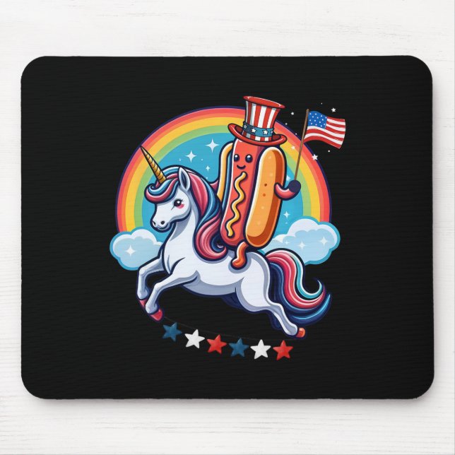 Patriotic Hotdog Riding Unicorn 4:e juli Americ Musmatta (Framsidan)
