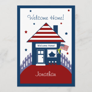 Patriotic House Military Welcome Home Inbjudan