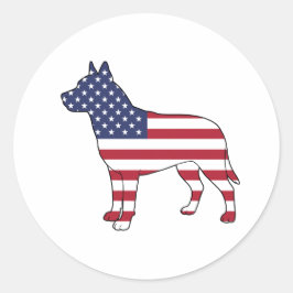 Patriotic Hund älskare USA flagga design 4 juli Runt Klistermärke