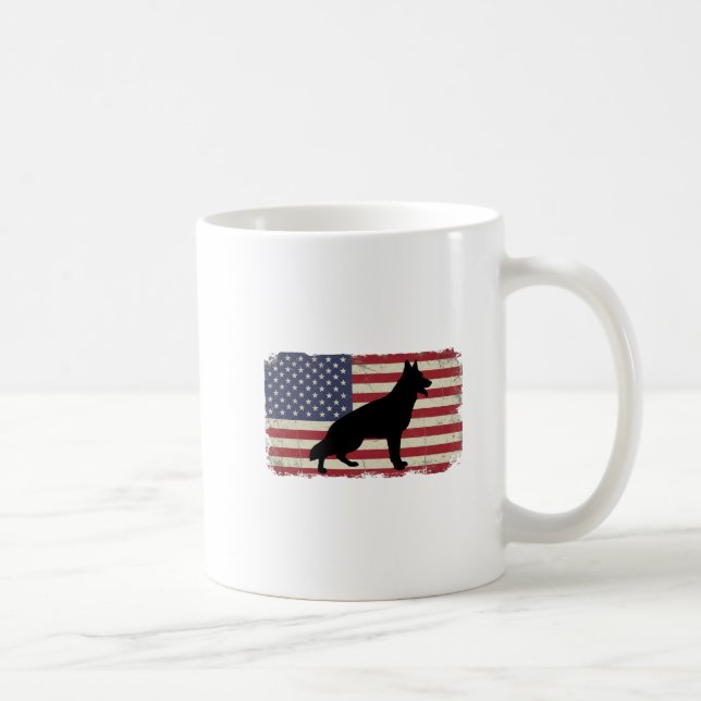 Patriotic HUND American Flagga Vintage Kaffemugg (Höger)
