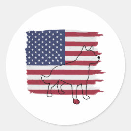 Patriotic HUND American Flagga Vintage Runt Klistermärke