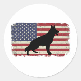 Patriotic HUND American Flagga Vintage Runt Klistermärke