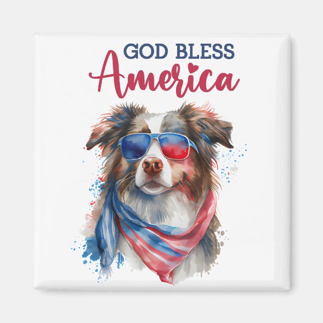 Patriotic Hund-Australian shepherd Magnet (Framsidan)