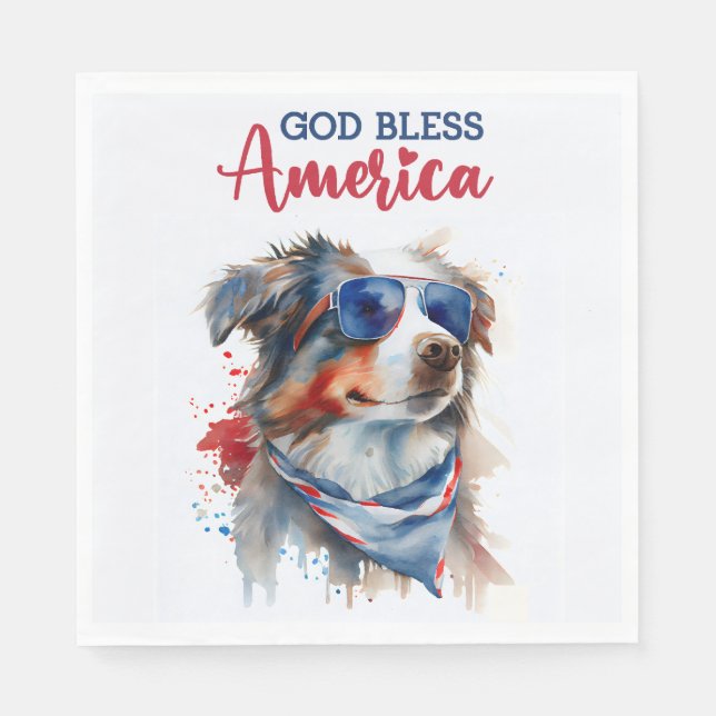 Patriotic Hund-Australian shepherd Pappersservett (Framsidan)
