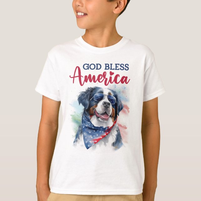 Patriotic Hund-Bernese T Shirt (Framsida)