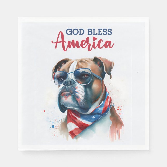 Patriotic Hund-Boxer Pappersservett (Framsidan)