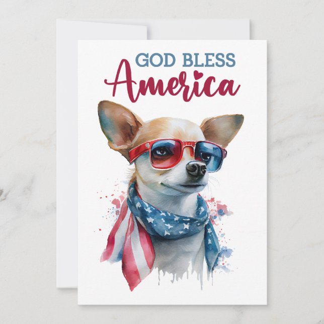 Patriotic Hund- Chihuahua 4:e juli-kortet Julkort (Framsida)