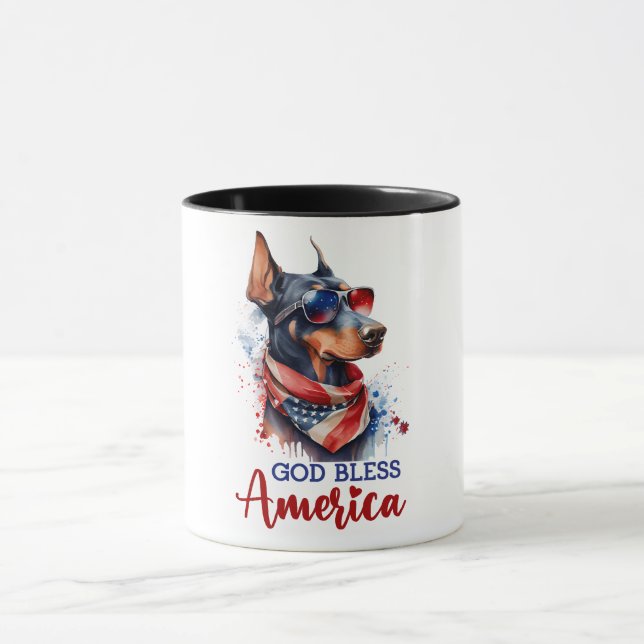 Patriotic Hund- Doberman Mugg (Center)