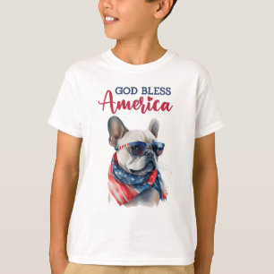 Patriotic Hund-Fransk Bulldog T Shirt