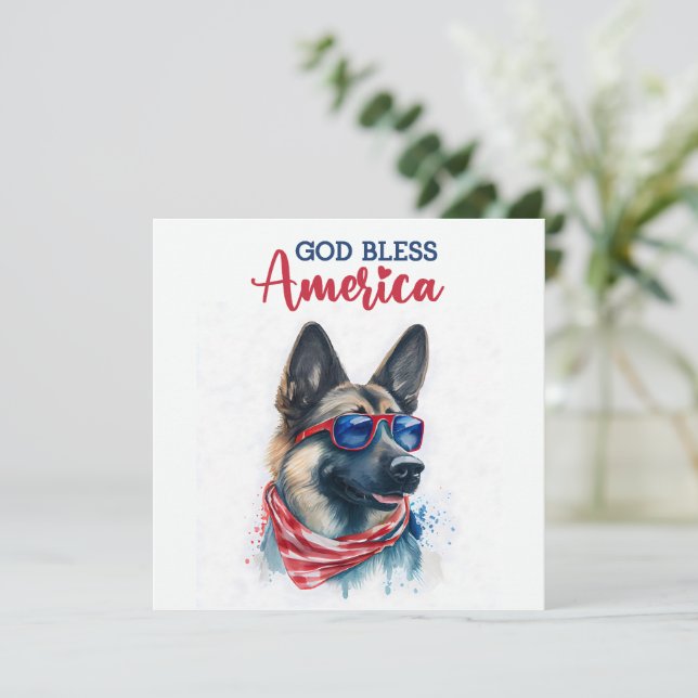 Patriotic Hund-German Shepherd 4:e juli-kortet Julkort (Stående Fram)