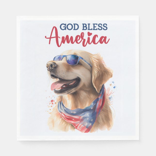 Patriotic Hund-Golden Retriever Pappersservett (Framsidan)