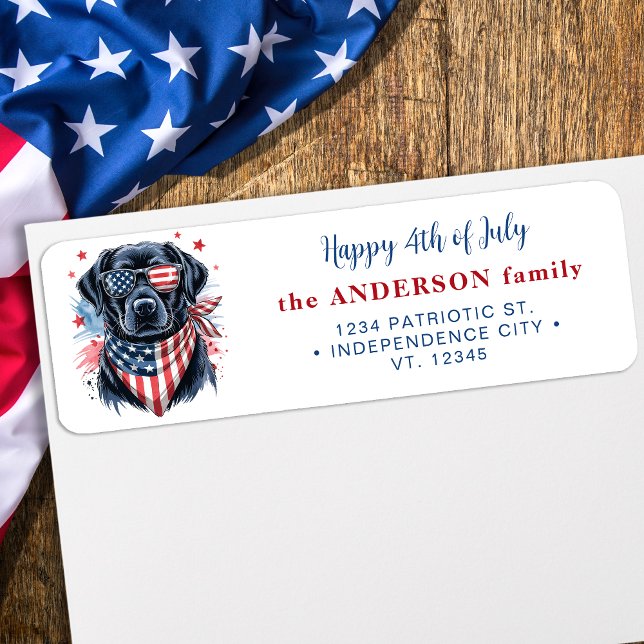 Patriotic Hund Labrador Retriever Returadress Returadress Etikett (Skapare uppladdad)