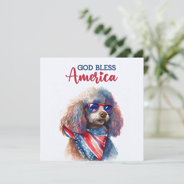 Patriotic Hund-Pudel 4:e juli-kortet Julkort (Stående Fram)