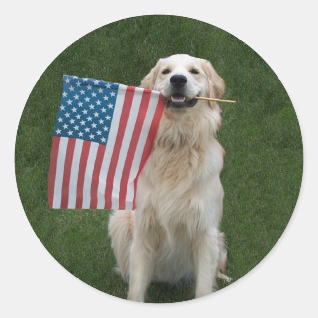 Patriotic Hund Runt Klistermärke (Framsida)