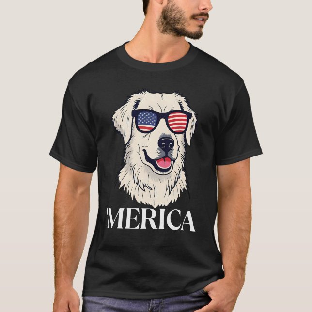 Patriotic Hund Sunglasses - American Flagga Hund A T Shirt (Framsida)