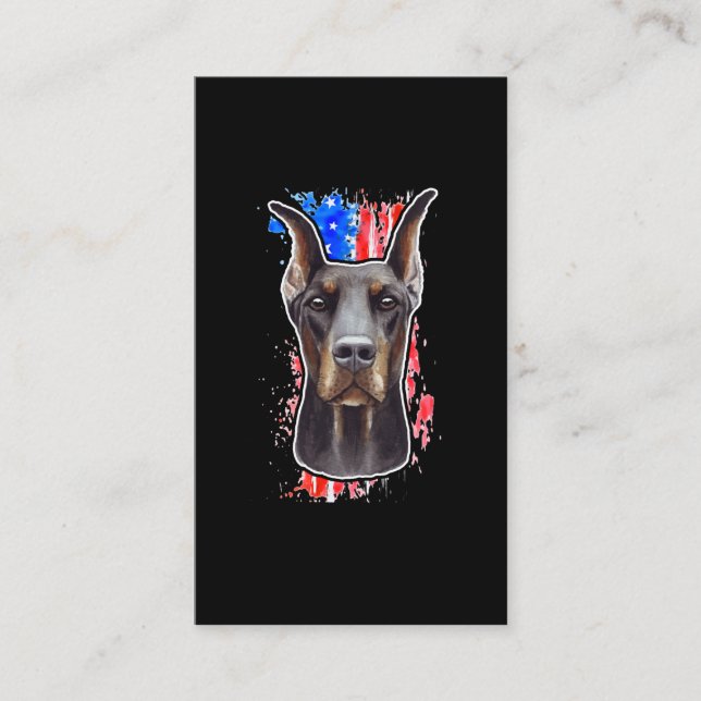 Patriotic Hund USA American Flagga Doberman Visitkort (Framsida)