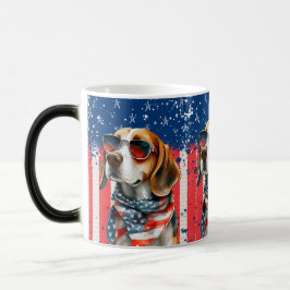 Patriotic Hund USA Cute Animal Design Magisk Mugg