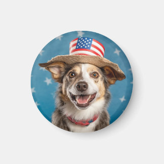 Patriotic Hund USA Val Magnet