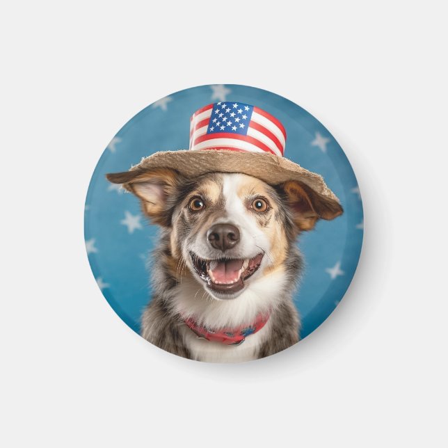Patriotic Hund USA Val Magnet (Framsidan)