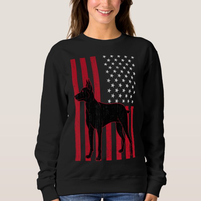 Patriotic Hundägare Animal Hund Us Flagga Doberman T Shirt (Framsida)