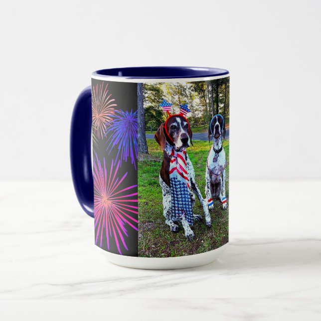 Patriotic Hundar & Fireworks Firande Combo Mugg (Framsida vänster)