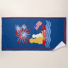 Patriotic Hundar Let Freedom Ring Beach Towel