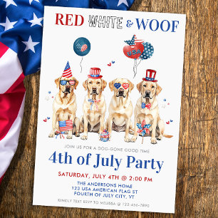 Patriotic Hundar Party Red White & Woof 4 juli Inbjudningar