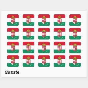 Patriotic Hungary & Hungary flagga, transport/spor Fyrkantigt Klistermärke