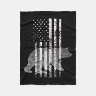Patriotic Hunting Bear American Flagga Hunters Fleecefilt