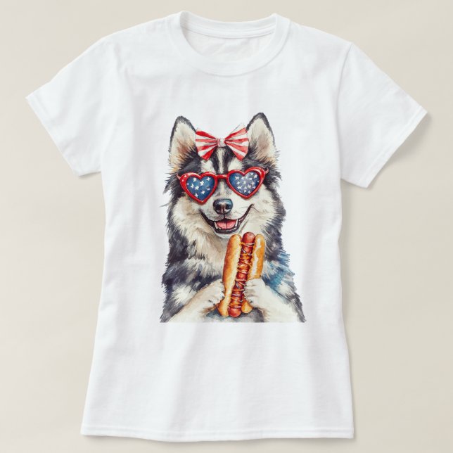 Patriotic Husky T Shirt (Design framsida)