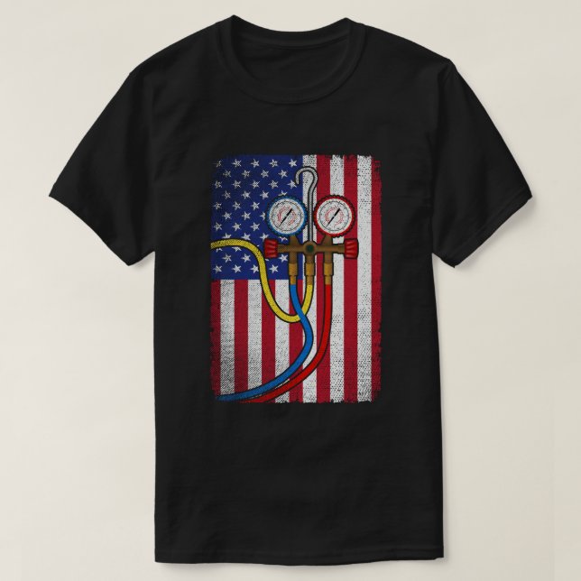 Patriotic HVAC Technician American Flagga HVAC Tec T Shirt (Design framsida)