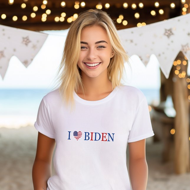 Patriotic I Heart Kärlek Joe Biden Flagga T Shirt (Skapare uppladdad)