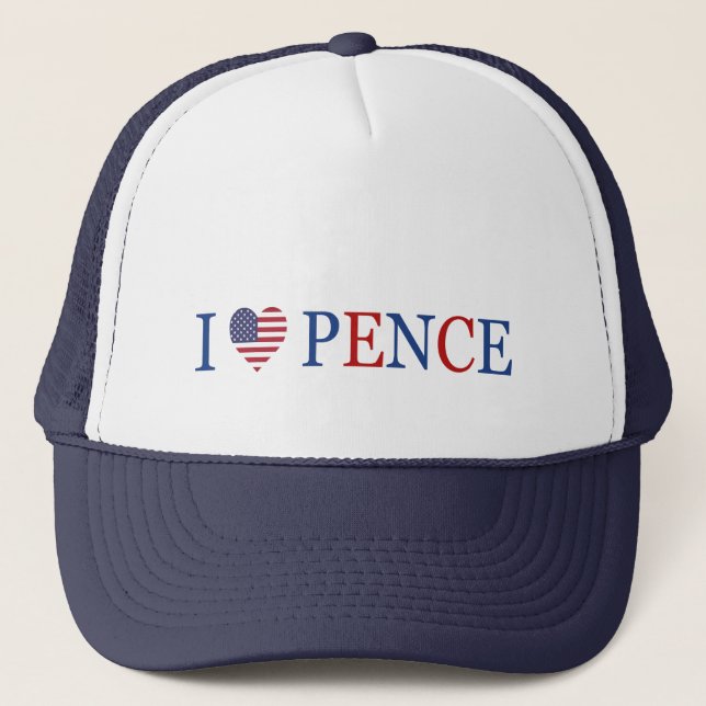 Patriotic I Heart Kärlek Mike Pence Flagga Keps (Framsida)