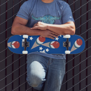 Patriotic Ice Cream Stars Mönster Blue Skateboard