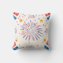 Patriotic Ice Pops & Fireworks Mönster | Red White Kudde