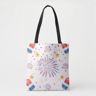 Patriotic Ice Pops & Fireworks Mönster | Red White Tygkasse