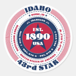 Patriotic Idaho Circle Design Sticker Runt Klistermärke