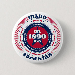Patriotic Idaho Circle med statsinformation Knapp