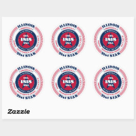 Patriotic Illinois Circle Design Sticker Runt Klistermärke