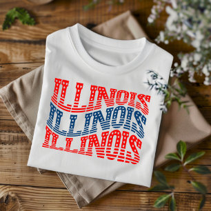 Patriotic Illinois Red och Blue Boho T-Shirt