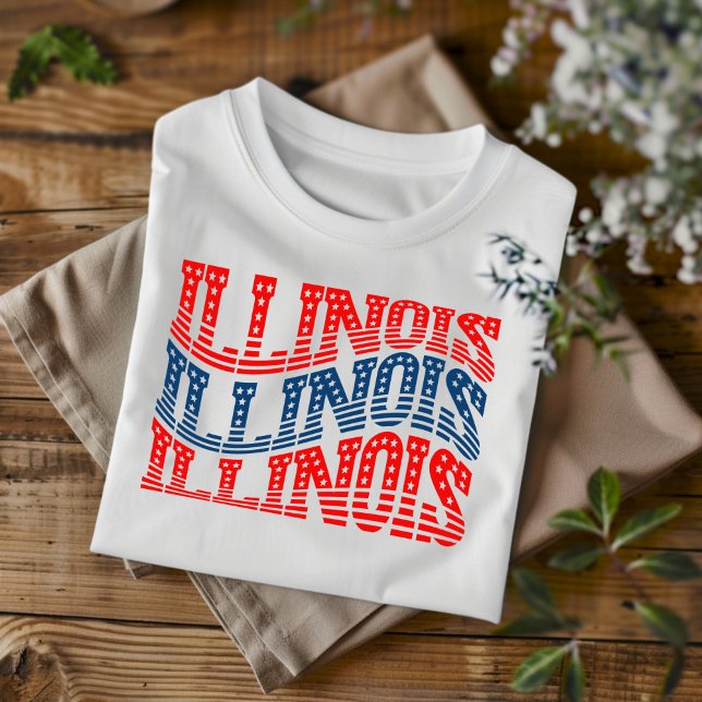 Patriotic Illinois Red och Blue Boho T-Shirt (Skapare uppladdad)
